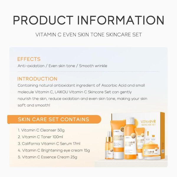 Vitamin C Skincare Set, Moisturizing Face Skin Care Kit with Facial - Image 3
