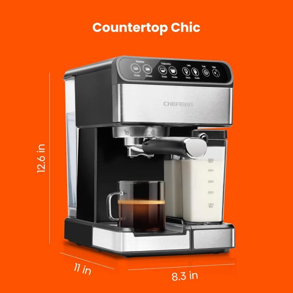 Chefman 6-in-1 Espresso Machine with Built-In Milk Frother, 15-BAR Pump, - Image 7
