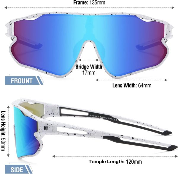 DUCO Kids Sunglasses Youth Baseball Sun Glasses Lightweight TR90 Frame - Image 3