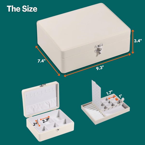 2-Layer Jewelry Box for Women, Floating Effect Leather Jewelry Organizer - Image 5