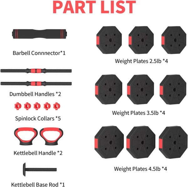 Adjustable Dumbbell Set, 4 in 1 Multifunctional Dumbbells Set with - Image 8