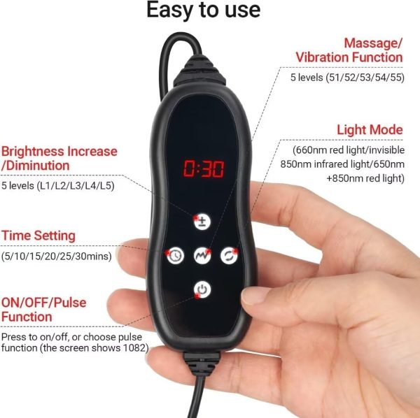Red Light Therapy Belt with Vibration Massage and Pulse Function, Red Light - Image 3