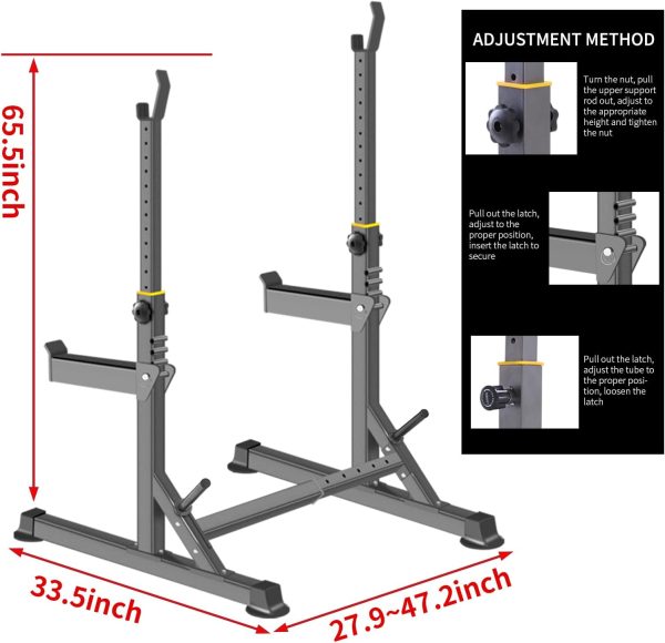 Adjustable Squat Rack,Multi-Function Barbell Rack for Weight Lifting and - Image 5