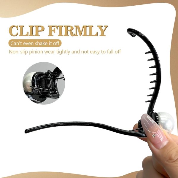 4 Pieces Pearl Banana Clip,Elegant Hair Clips for Women,Vintage Hair - Image 3