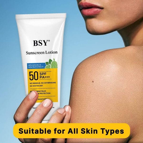 BSY Noni Sunscreen Lotion SPF 50 PA+++ (2.03 fl oz) | Infused with Noni & - Image 5
