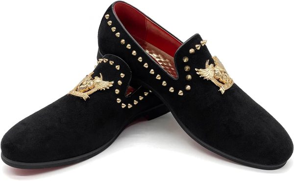 Men's Loafers Vintage Slip on Suede Dress Shoes Velvet Dress Loafers Size - Image 2