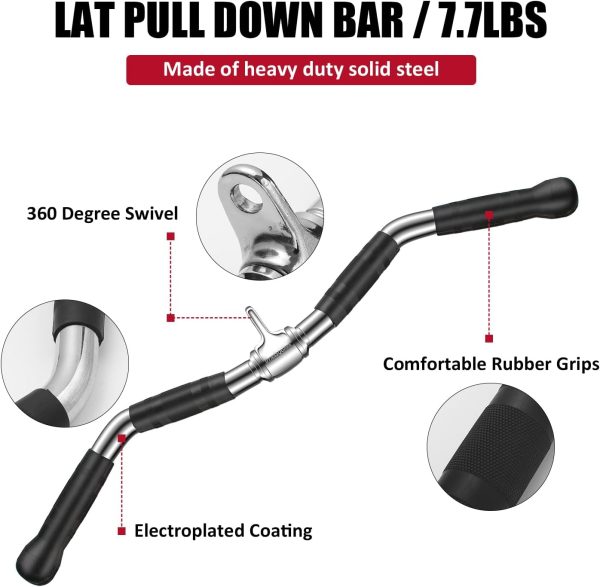 LAT Pulldown Attachments Combo, Cable Machine Accessories with Curl - Image 2