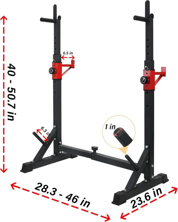 BESTHLS Adjustable Squat Rack Stand with Barbell Rack, Weight Plate Holder, - Image 2