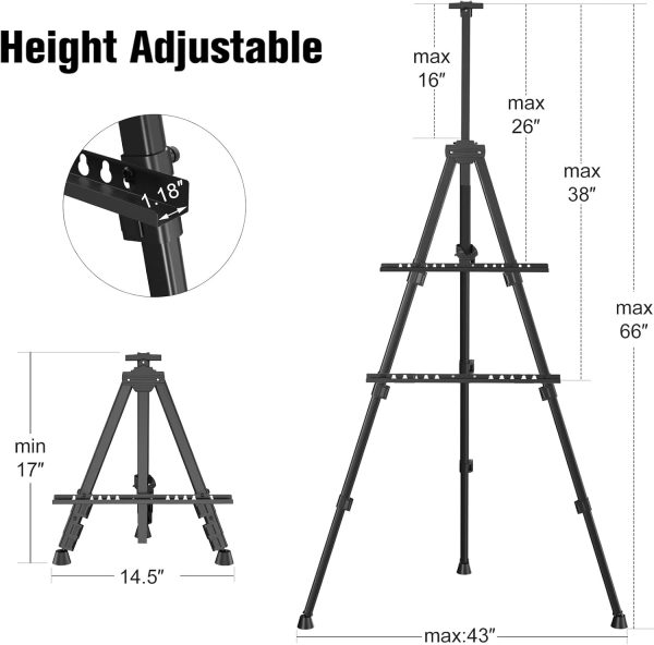 Art Painting Display Easel Stand - Portable Adjustable Aluminum Metal - Image 3