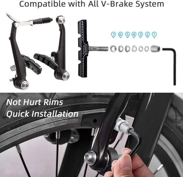 Hapleby 4PCS Premium Bike Brake Pads, Professional Mountain Bicycle V-Brake - Image 4