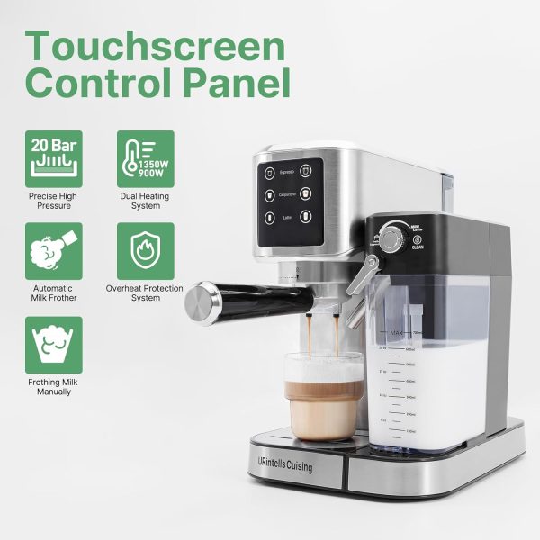Espresso Machine 20 Bar, Touchscreen Espresso Maker with Automatic Milk - Image 2