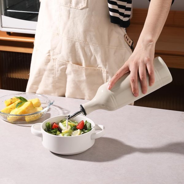 Sweejar Large Ceramic Olive Oil Dispenser Bottle, Opaque Oil Cruet Protects - Image 3