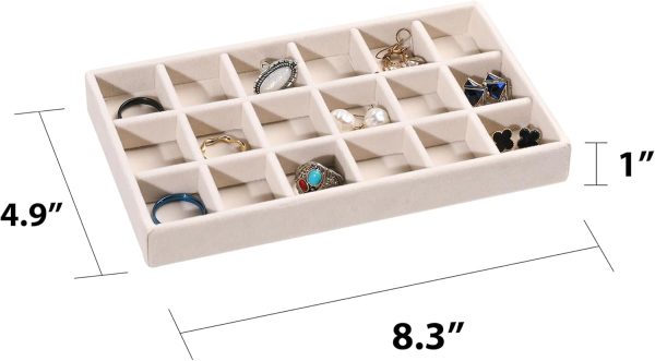 Frebeauty Jewelry Organizer Tray,Stackable Velvet Jewelry Trays,Drawer - Image 5