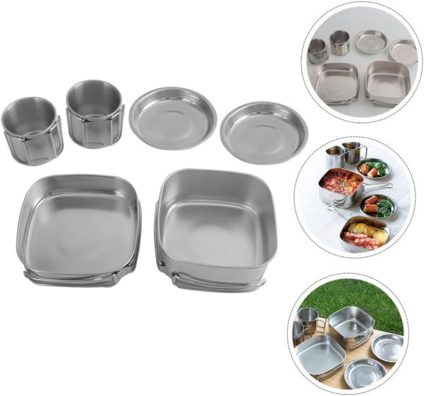 POPETPOP Travel Picnic Cookware Stainless Camping Cookware Non Kitchen - Image 5