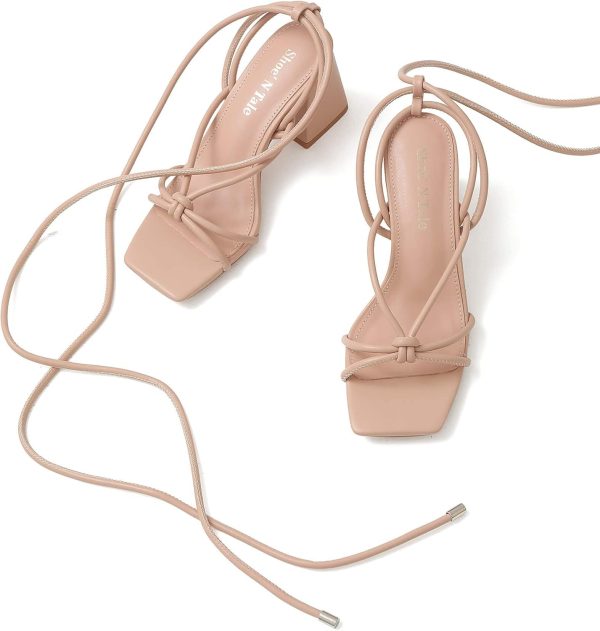 Shoe'N Tale Lace Up Heels for Women Ankle Strappy Gladiator High Heeled - Image 4