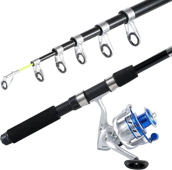 Fishing Pole Combo, 6.9ft 2Pcs Telescopic Rods Set, Collapsible Carbon - Image 3