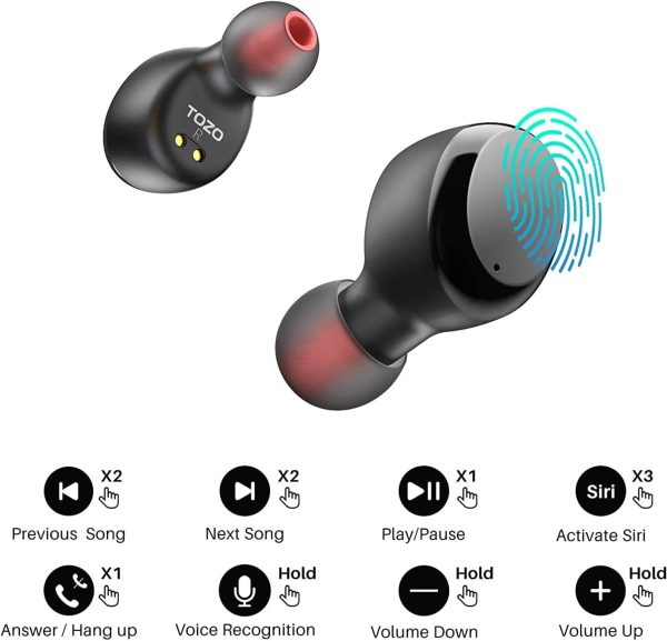 TOZO T6 True Wireless Earbuds Bluetooth 5.3 Headphones 45H Long Playtime, - Image 9