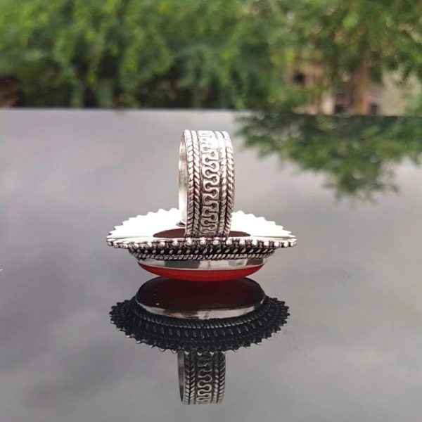 Vintage Ring|Natural Carnelian Ring,Designer Band Ring|Boho Hippie|925 - Image 4