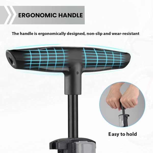 Hycline Bike Floor Pump with Gauge: Bicycle Tire Pump 160 PSI High Pressure - Image 5