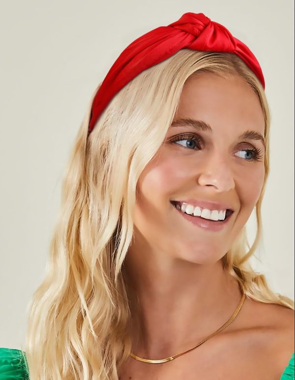 Knotted Headbands for Women Red Headband Non Slip Wide Thick Headband for - Image 5