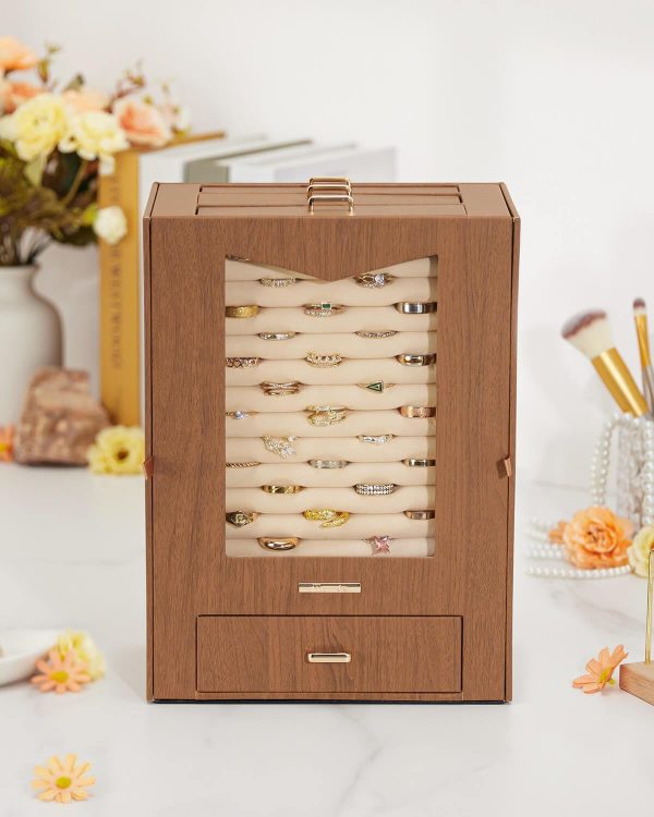 Homde Jewelry Organizer with Transparent Window Necklace Hooks Gift for - Image 9