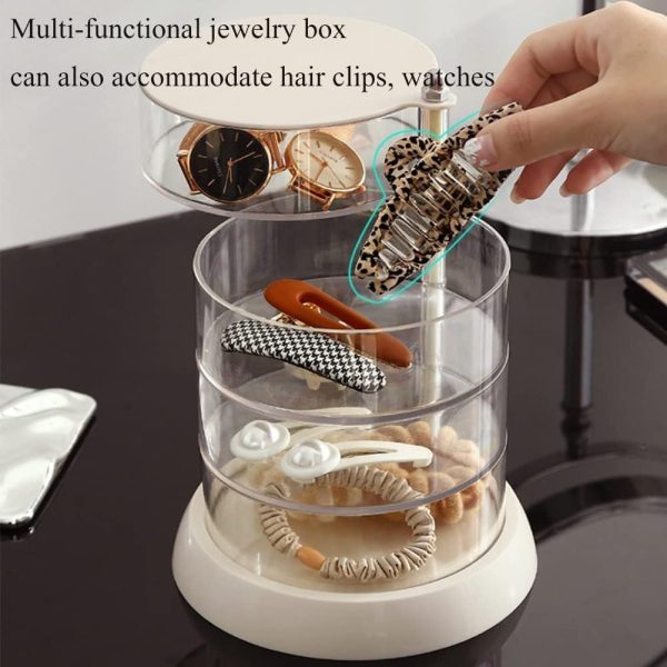 360° Rotating Hair Accessories Organizer, Clear 4-Layers Acrylic Jewelry - Image 2
