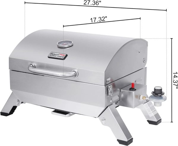 Royal Gourmet GT1001 Stainless Steel Portable Grill, 10000 BTU BBQ Tabletop - Image 3