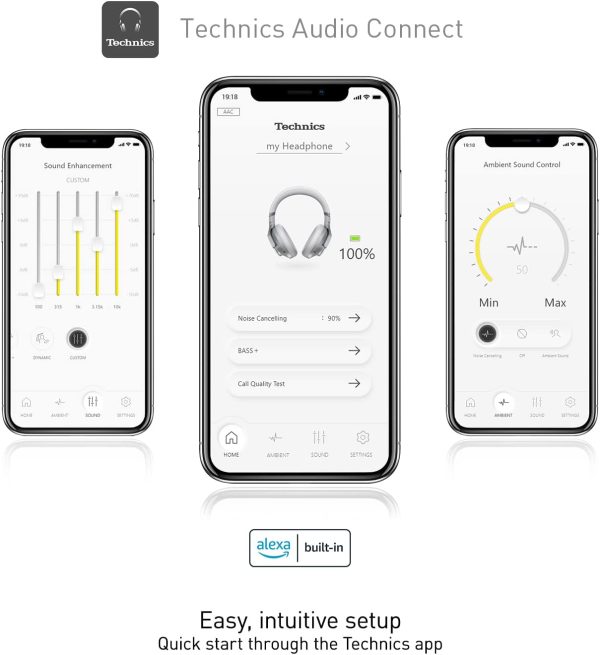 Technics Wireless Noise Cancelling Headphones, 50 Hours Battery Life, - Image 6