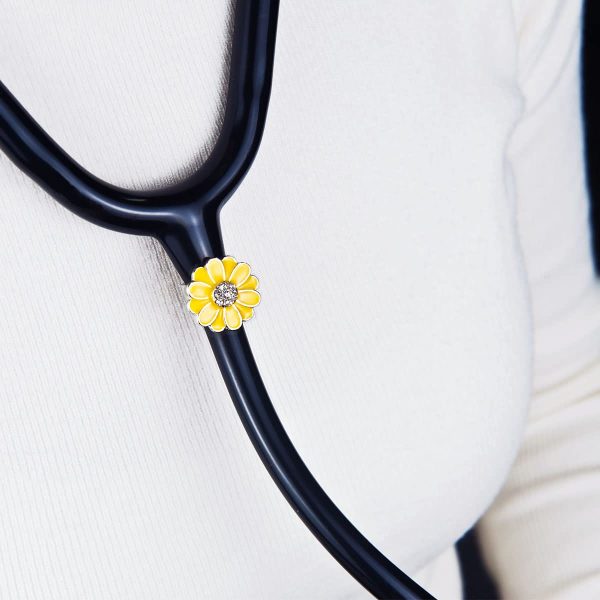 2 Pack Sunflower Bling Stethoscope Charms, Unique Stethoscope Id Name Tag - Image 4