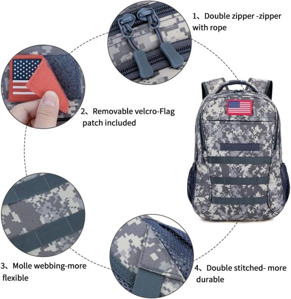 outdoor plus Camo Backpack,Military Boys Backpacks for School,Army Bookbag - Image 5