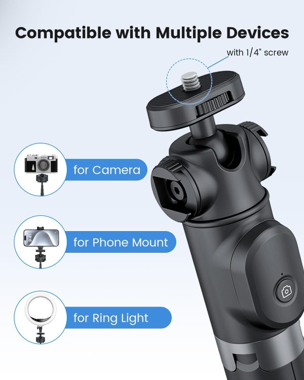 Vlogging Tripod for Phone and Camera, 48" Phone Tripod Stand with 3 Cold - Image 2