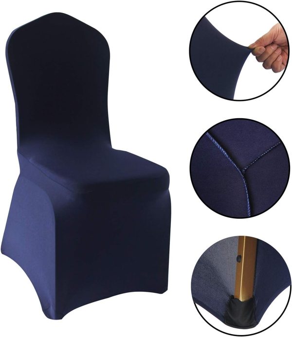 WELMATCH Navy Blue Spandex Chair Covers - 48 PCS Weddding Events Party - Image 3