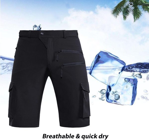 Hiauspor Men's Mountain Bike Shorts Stretch Hiking Cargo Shorts Quick Dry - Image 3