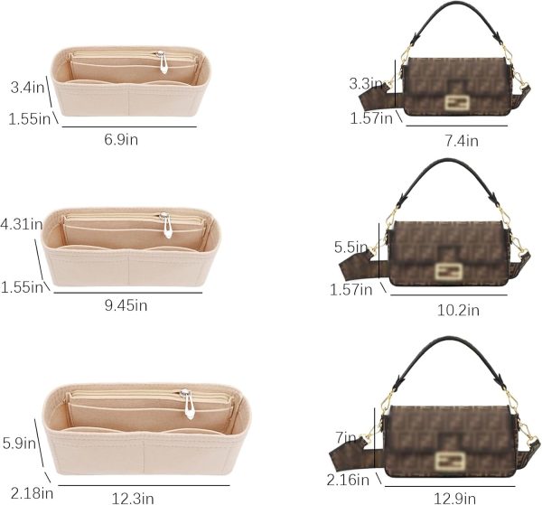 Lckaey Felt purse organizer for FENDI baguette bag insert for fendi Handbag - Image 3
