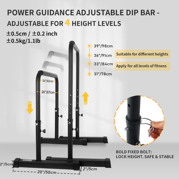 POWER GUIDANCE Dip Bar, Dip Stand Station for Full Body Strength Training, - Image 2