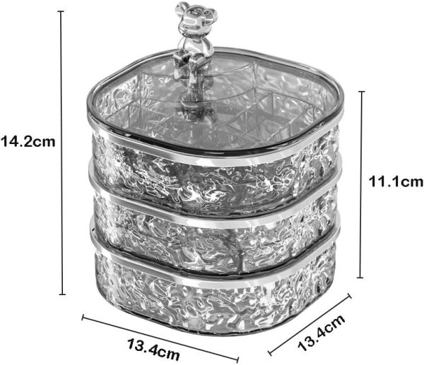 Jewelry Organizer, 3 Layers Rotating Jewelry Box, Small Jewellery Box , - Image 5