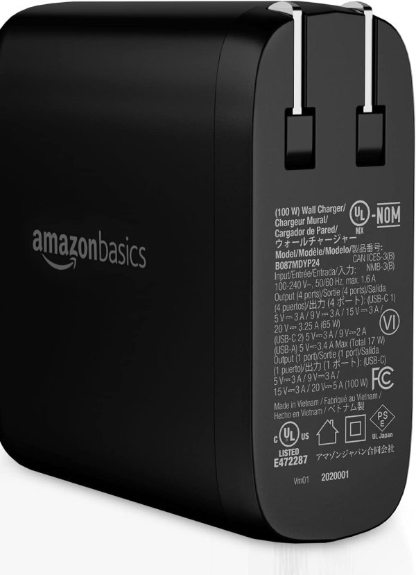 Amazon Basics 100W Four-Port GaN Wall Charger w/ 2 USB-C (100W,18W) & 2 - Image 2