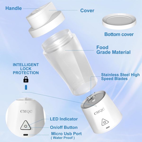 Portable Blender (White) Shakes and Smoothies Blender with 23 Oz Blender - Image 4