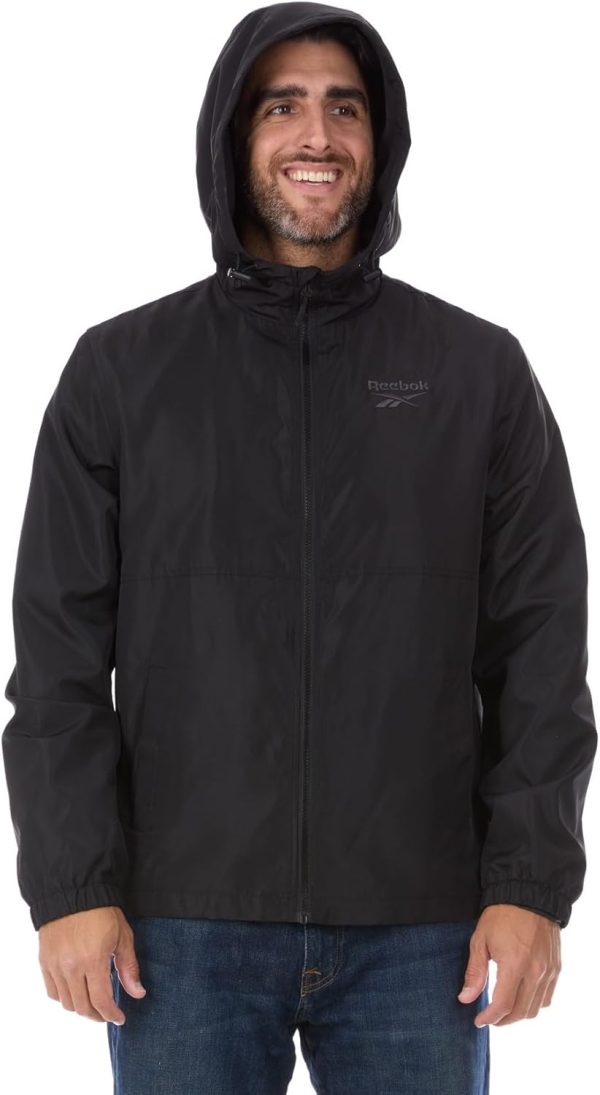Reebok Rain Jacket Men with Hood, Windbreaker Men Lightweight Waterproof - Image 3