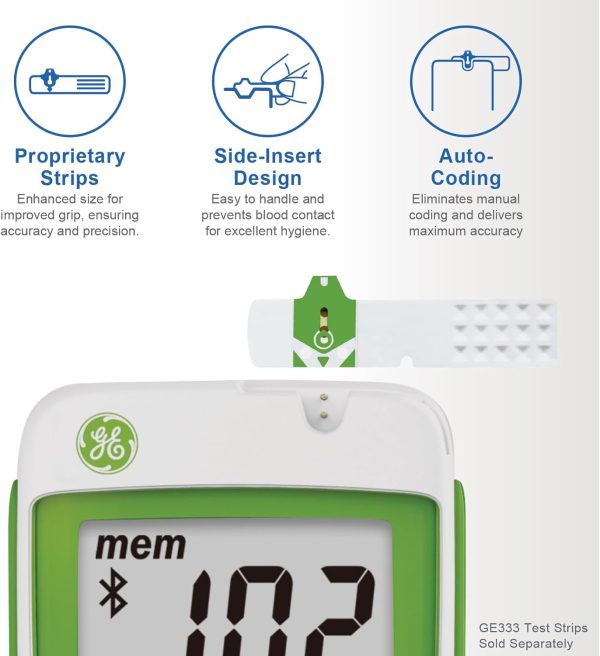 GE333 Blood Glucose Monitoring System | Glucometer | Auto Coding | 5-Second - Image 3