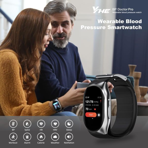 YHE BP Doctor Pro Smart Watch, Blood Pressure Watch with Patented Cuff, HRV - Image 6
