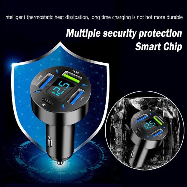 Car Charger 66W Super Fast Charging with USB PD&QC 3.0(Voltmeter&LED - Image 5
