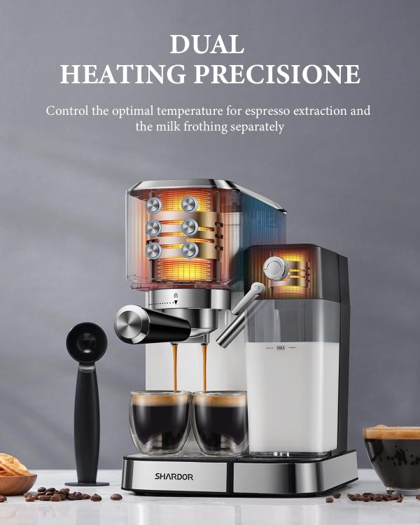 SHARDOR 20 Bar Espresso Machine with Automatic Milk Frother, Cappuccino - Image 3