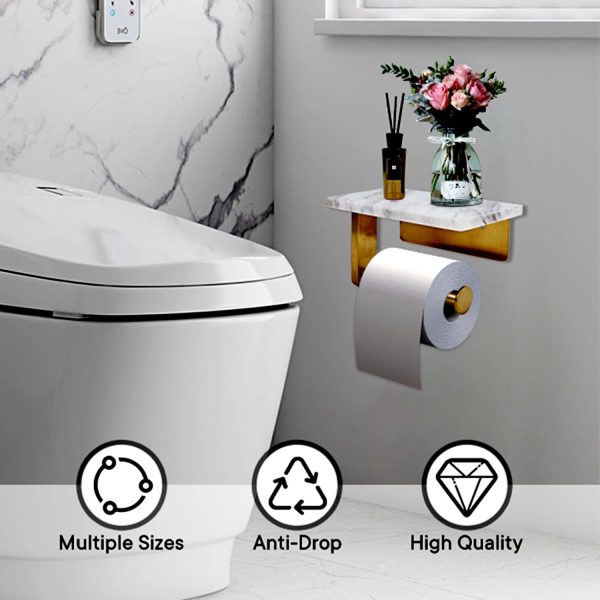 Toilet Paper Holder with Natural Marble Shelf for Bathroom Washroom,Wall - Image 6