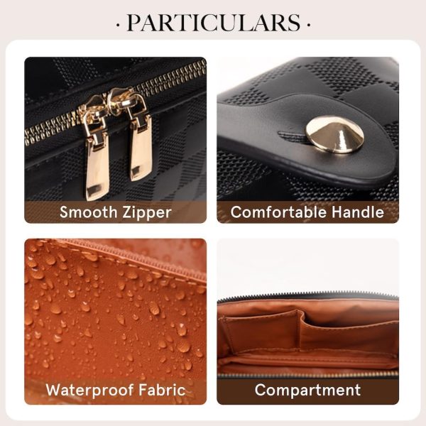 Large Capacity Checkered Makeup Bags Portable Travel Cosmetic Bags - Image 6