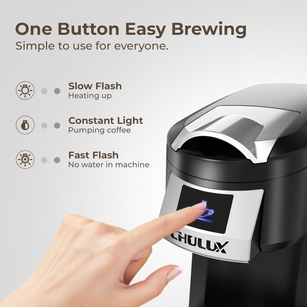CHULUX Classic Single Serve Coffee Maker for K Cup, One Button Easy Coffee - Image 3