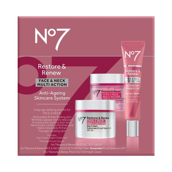 No7 Restore & Renew Face & Neck Multi Action Skincare System - SPF 30 Face - Image 2