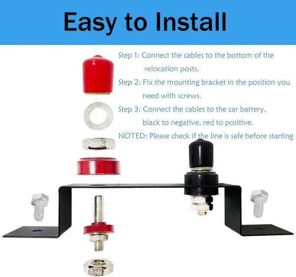 Battery Relocation Kit, Remote Battery Terminals Battery Jump Post - Image 6