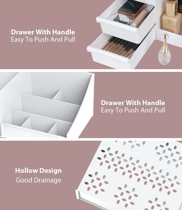 Makeup Desk Cosmetic Storage Box Organizer with Drawers for Dressing Table, - Image 2