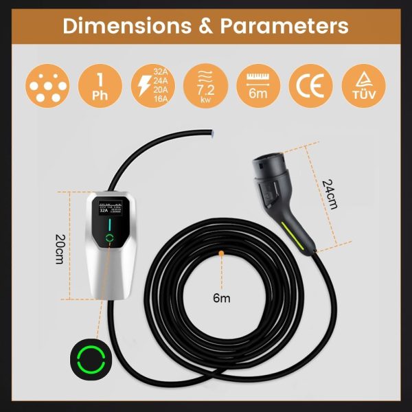 AWESAFE Electric Vehicle Charger Level 2 EV Charger, 7.6KW Portable Fast - Image 4